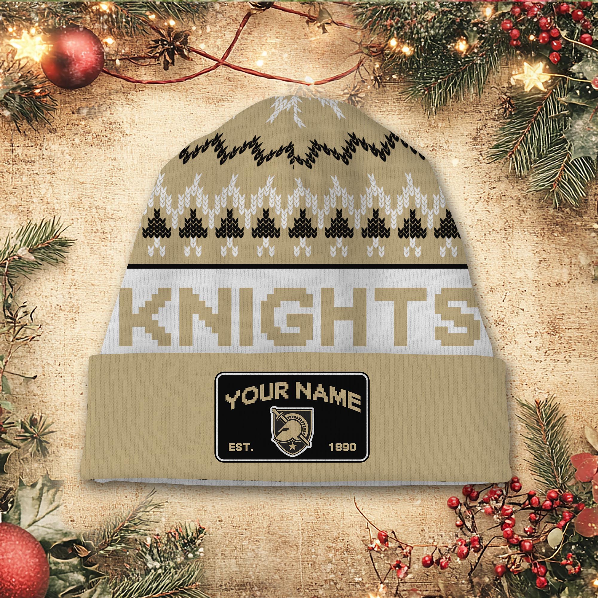 Sportswearmerch Army Black Knights NCAA Christmas Beanie Hat For Fan
