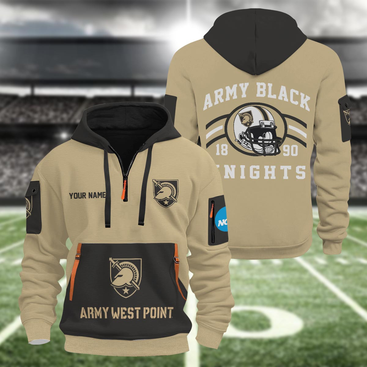 Sportswearmerch Army Black Knights NCAA Half Zip Hoodie Personalized For Fan