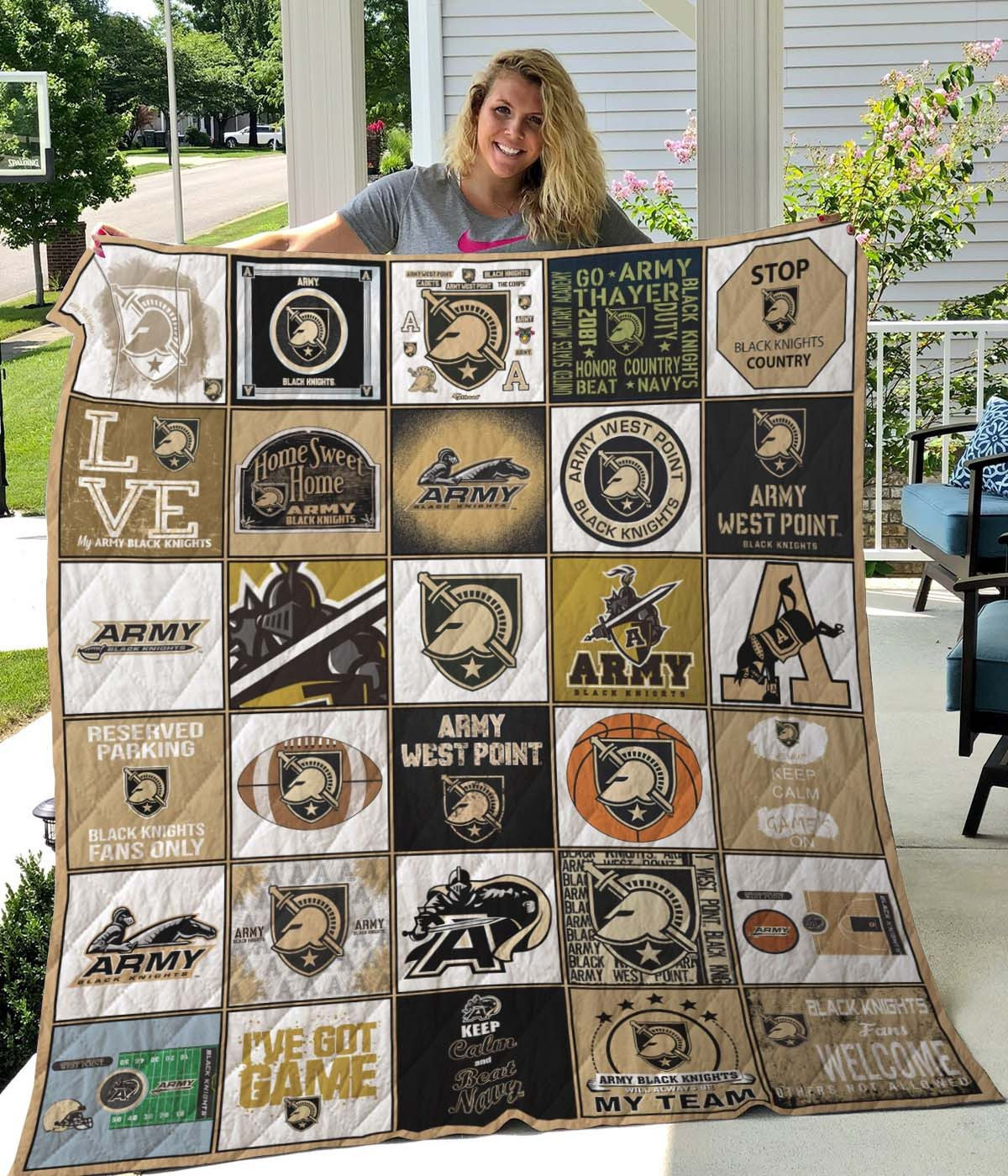 Sportswearmerch Army Black Knights NCAA Quilt Blanket For Fan