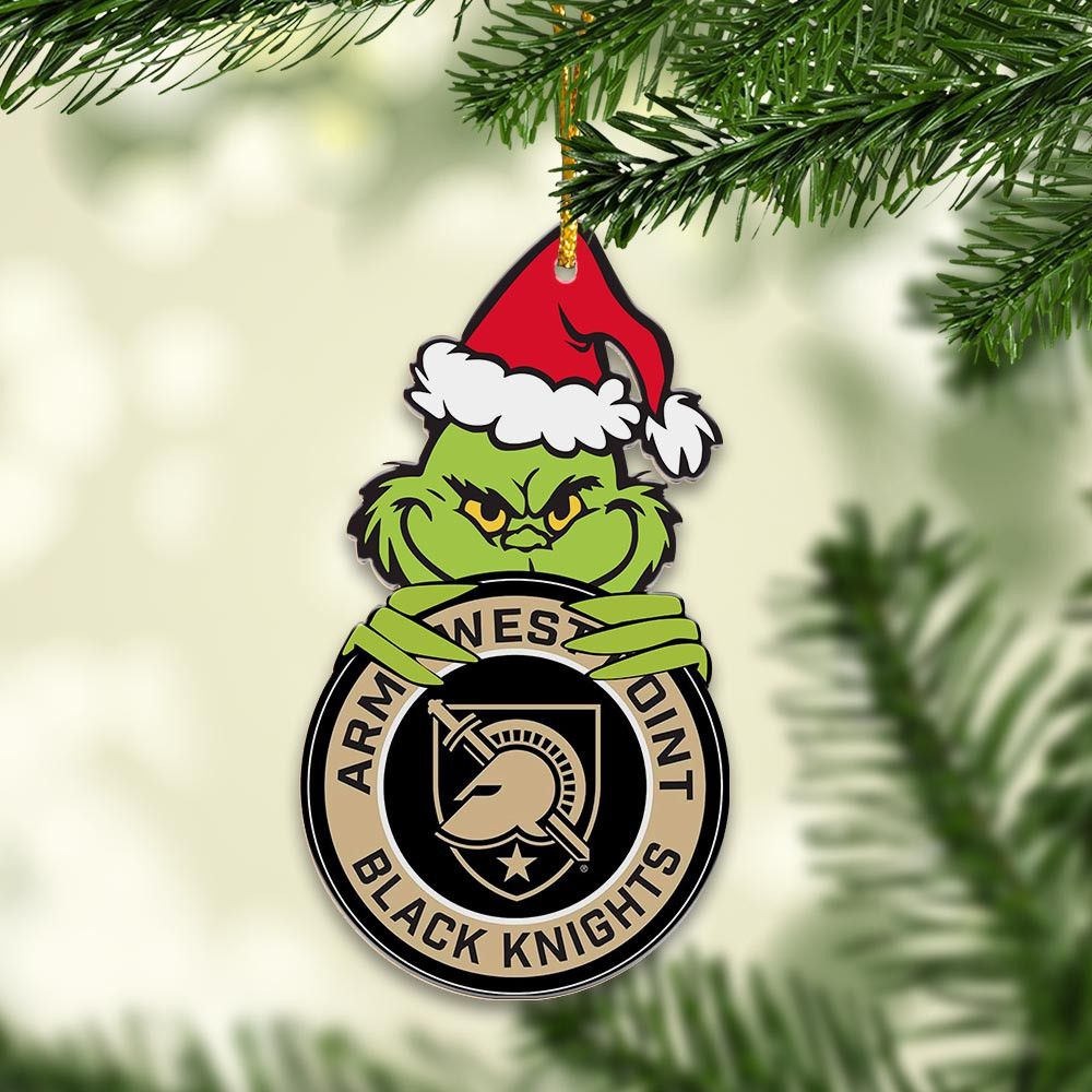 Sportswearmerch Army Black Knights NCAA x Grinch Christmas Acrylic Ornament For Fans