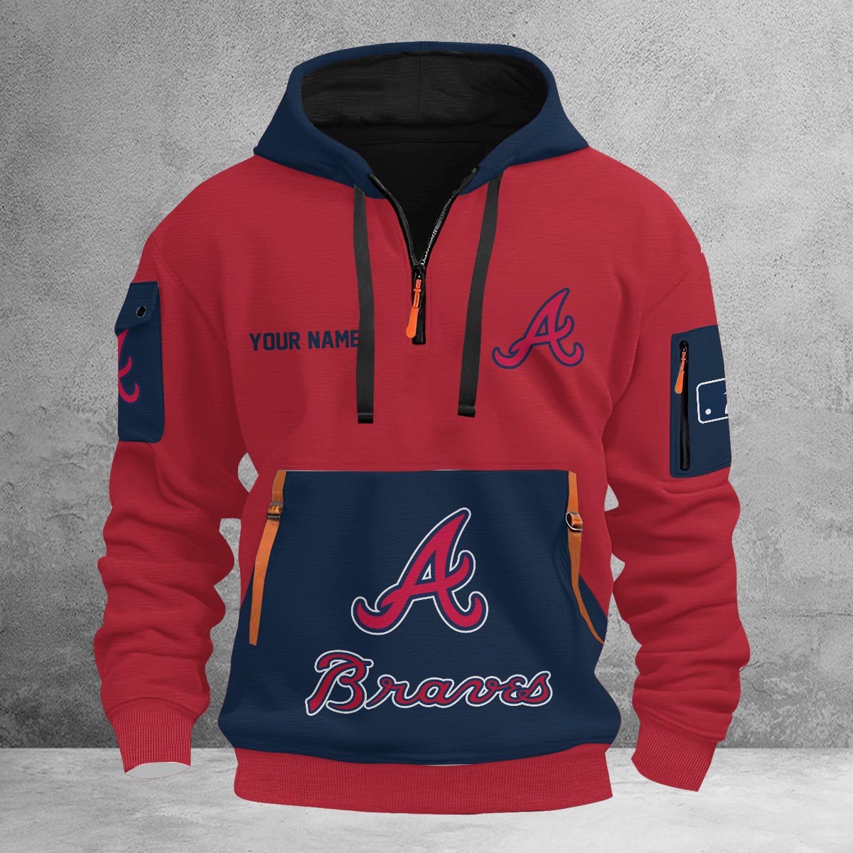 Sportswearmerch Atlanta Braves MLB Half Zip Hoodie Personalized For Fan