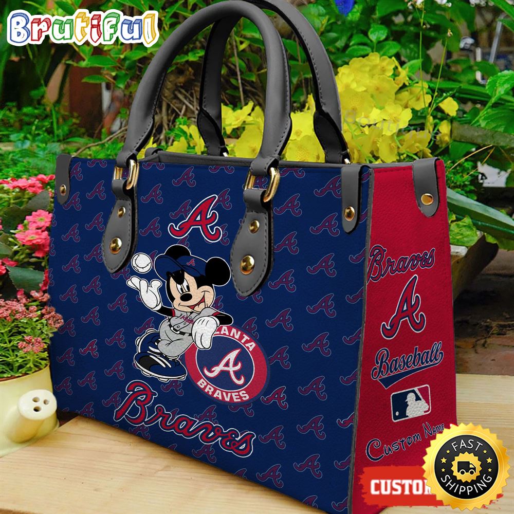 Sportswearmerch Atlanta Braves MLB x Mickey Leather Handbag For Fan