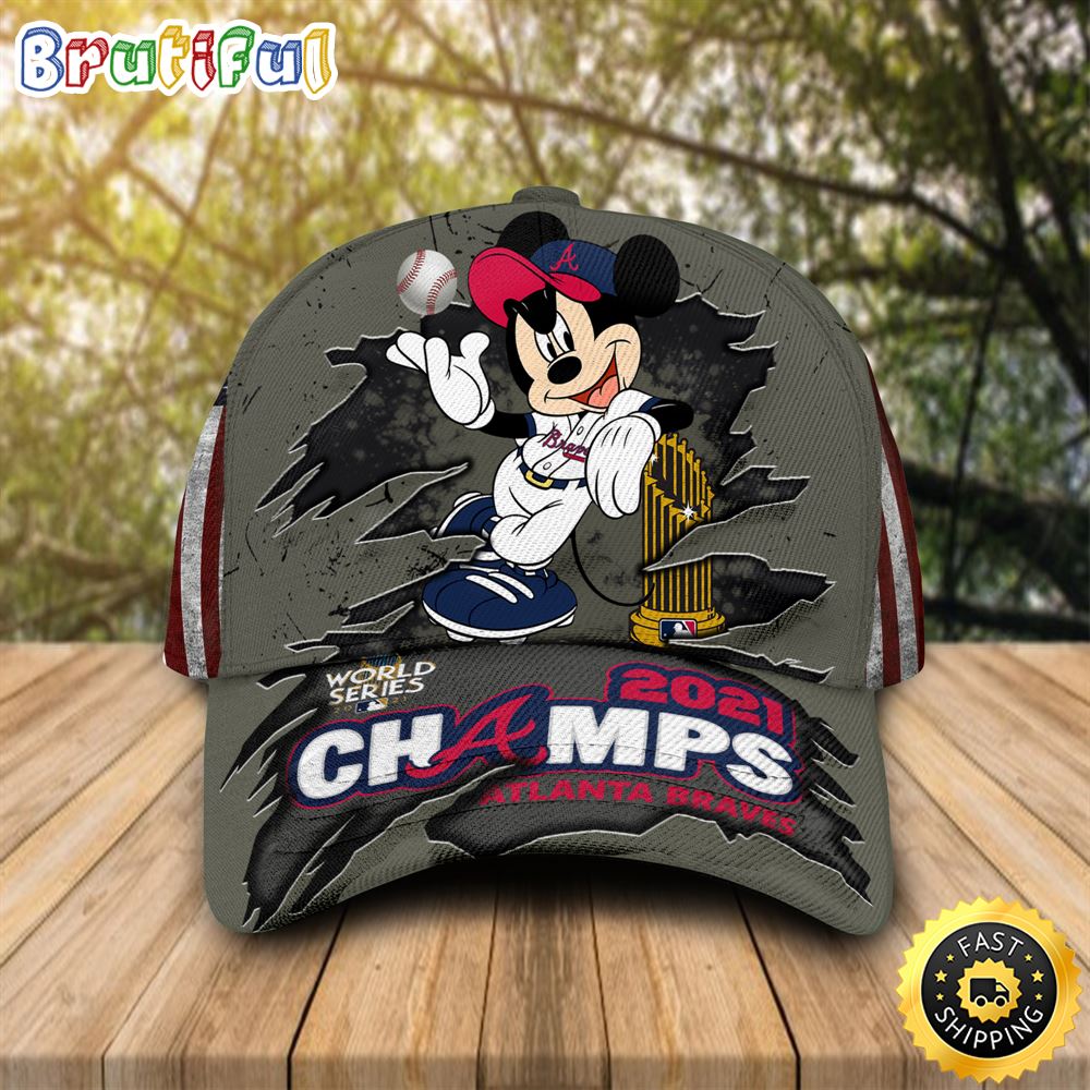 Sportswearmerch Atlanta Braves MLB x Mickey Mouse Champions Cap For Fan