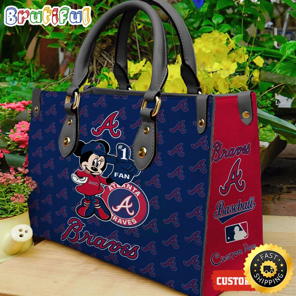 Sportswearmerch Atlanta Braves MLB x Minnie Leather Handbag For Fan