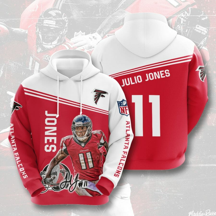 Sportswearmerch Atlanta Falcons NFL Julio Jones Red White Personalized Hoodie For Fan