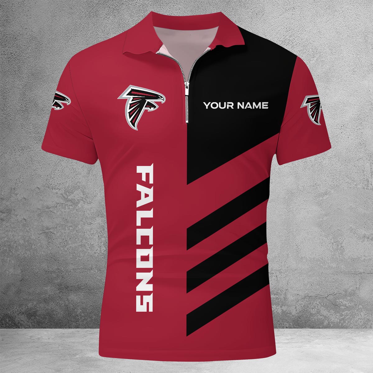 Sportswearmerch Atlanta Falcons NFL Lapel Zip Polo Shirt For Fan