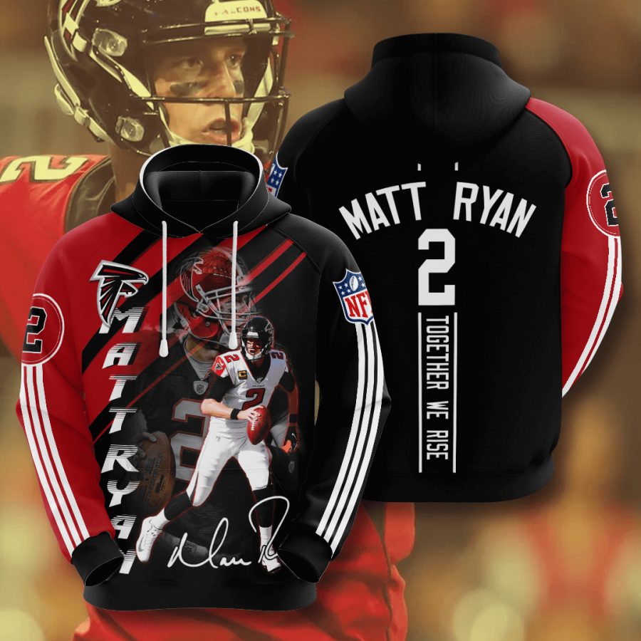 Sportswearmerch Atlanta Falcons NFL Matt Ryan Red Black Personalized Hoodie For Fan