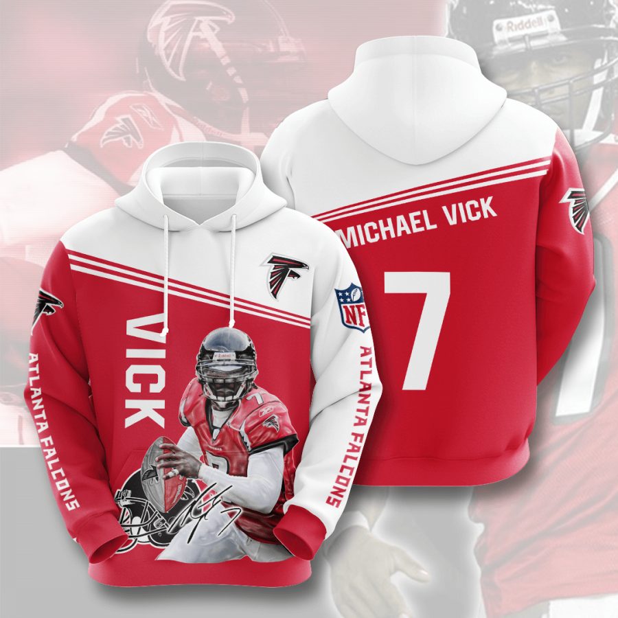 Sportswearmerch Atlanta Falcons NFL Michael Vick Red White Personalized Hoodie For Fan