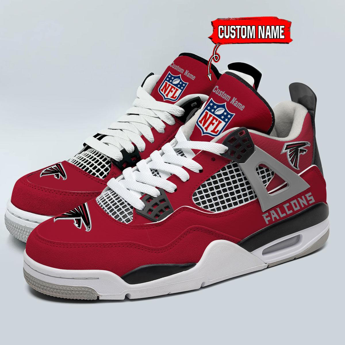 Sportswearmerch Atlanta Falcons NFL Personalized  AJ4 Sneakers Shoes For Men And Women