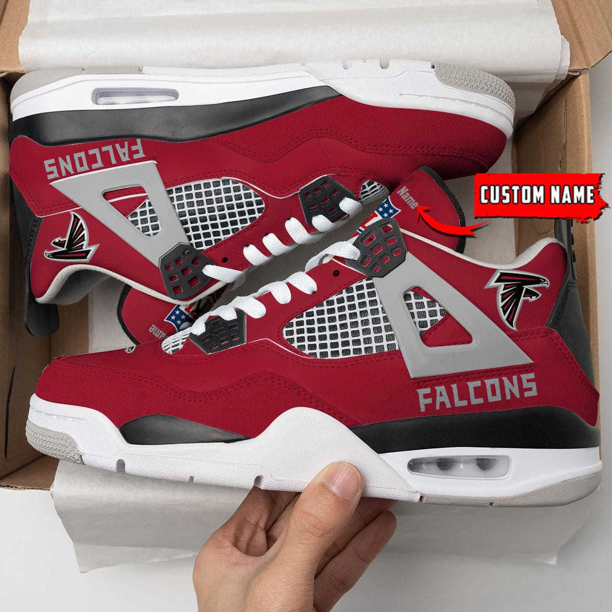 Sportswearmerch Atlanta Falcons NFL Personalized Air Jordan 4 AJ4 Sneakers Shoes For Men And Women