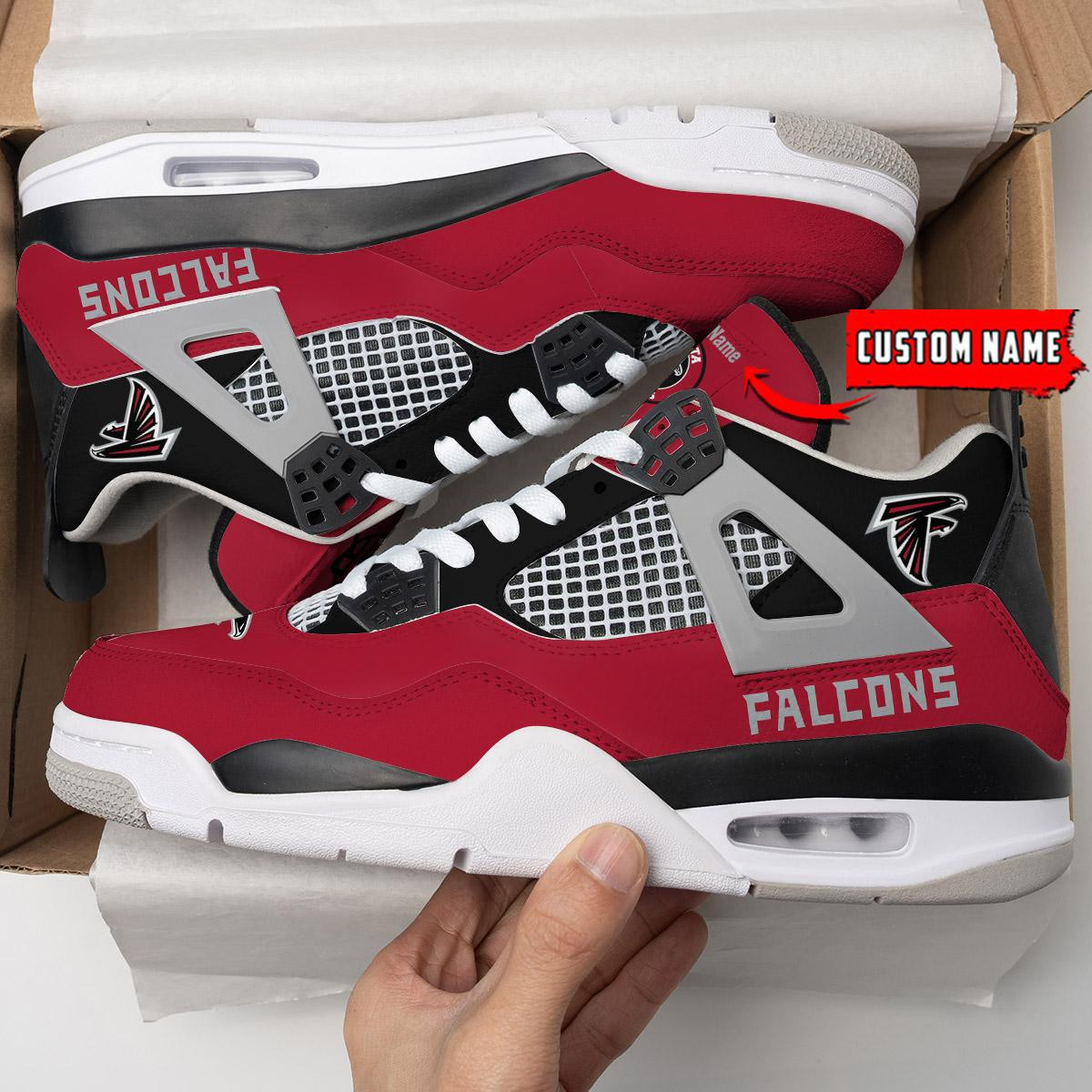 Sportswearmerch Atlanta Falcons NFL Personalized Air Jordan 4 SnAJ4 Sneakers Shoes For Men And Women
