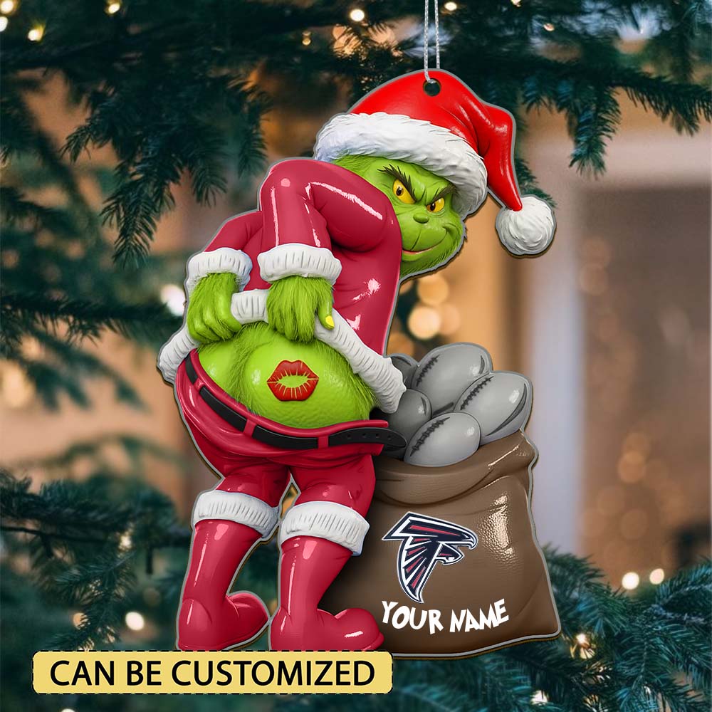Sportswearmerch Atlanta Falcons NFL The Grinch x Christmas Acrylic Ornament Gift For Fan