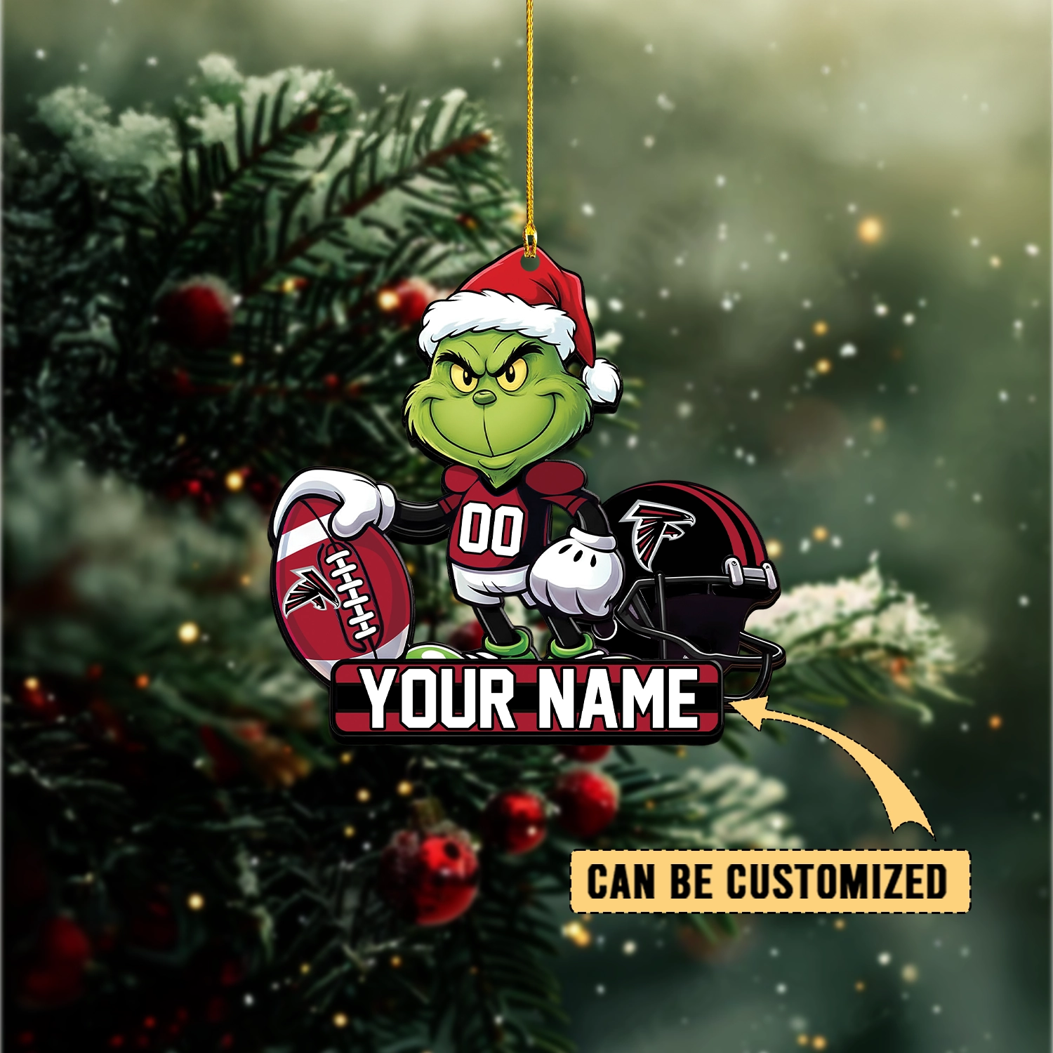 Sportswearmerch Atlanta Falcons NFL The Grinch x Christmas Acrylic Ornament Gift For Fan