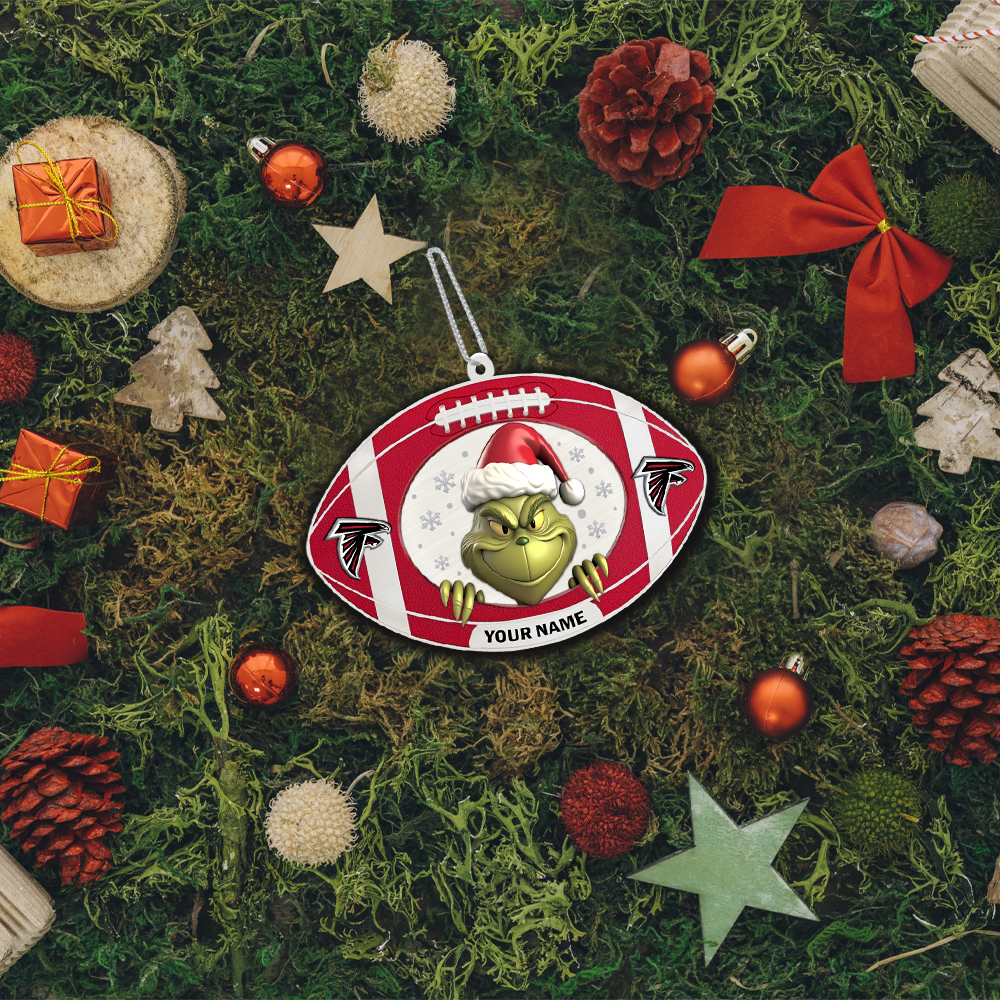 Sportswearmerch Atlanta Falcons NFL The Grinch x Christmas Acrylic Ornament Gift For Fan