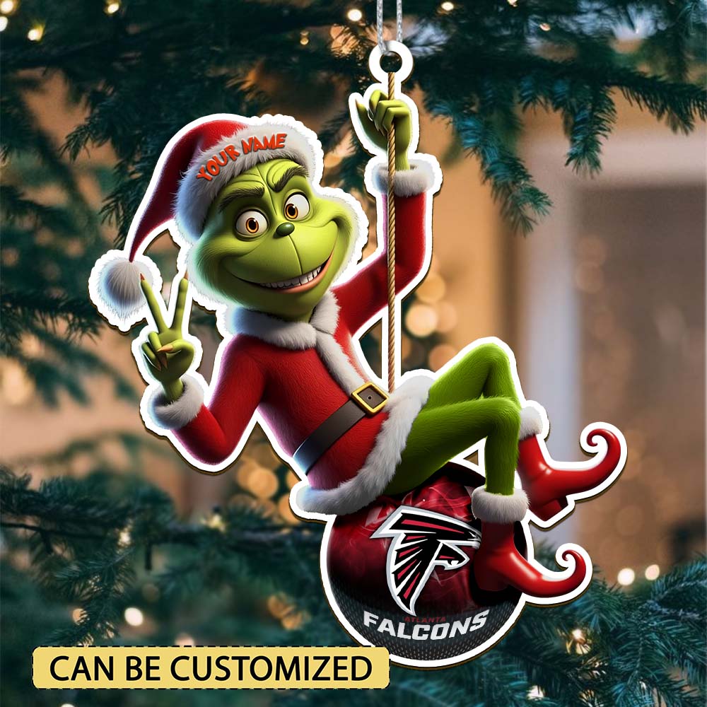 Sportswearmerch Atlanta Falcons NFL The Grinch x Christmas Acrylic Ornament Gift For Fan
