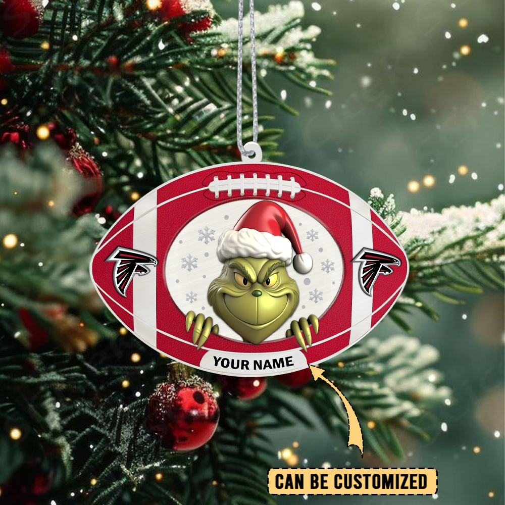 Sportswearmerch Atlanta Falcons NFL The Grinch x Christmas Acrylic Ornament Gift For Fan