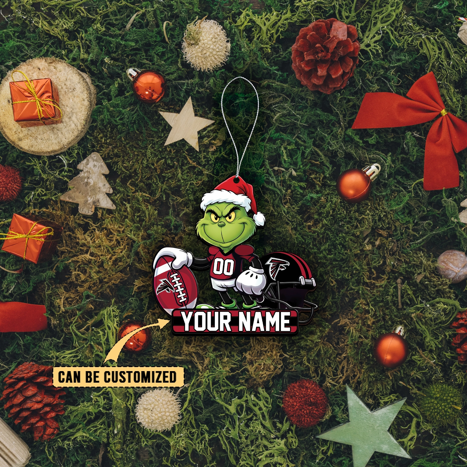 Sportswearmerch Atlanta Falcons NFL The Grinch x Christmas Acrylic Ornament Gift For Fan