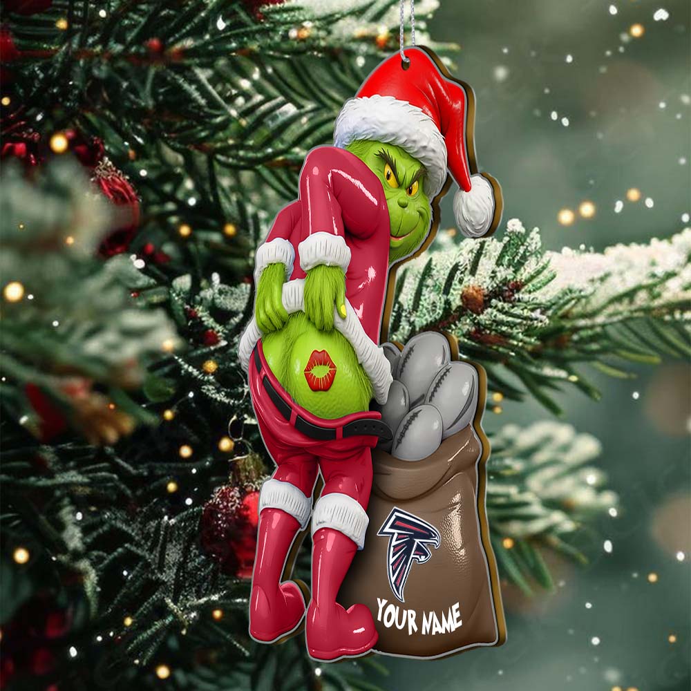 Sportswearmerch Atlanta Falcons NFL The Grinch x Christmas Acrylic Ornament Gift For Fan
