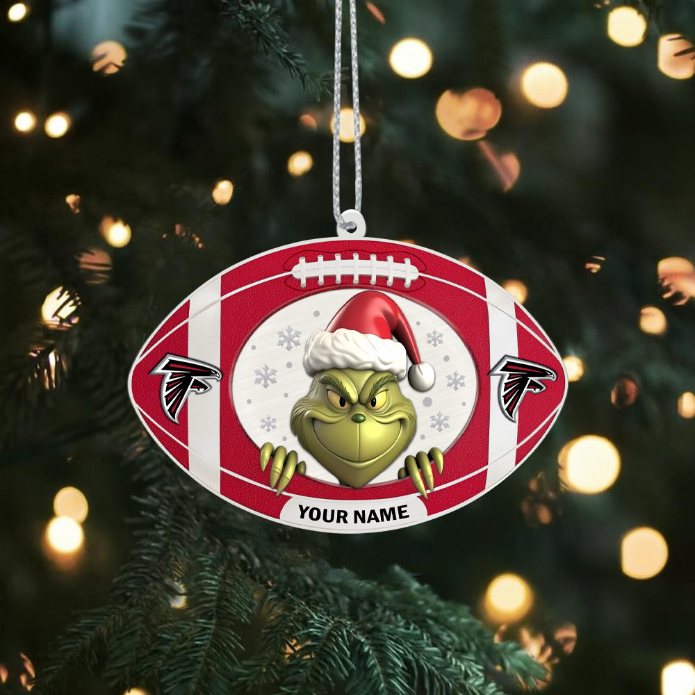 Sportswearmerch Atlanta Falcons NFL The Grinch x Christmas Acrylic Ornament Gift For Fan