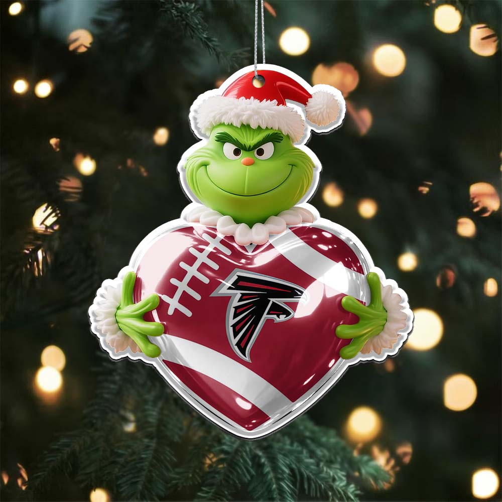 Sportswearmerch Atlanta Falcons NFL The Grinch x Christmas Acrylic Ornament Gift For Fan