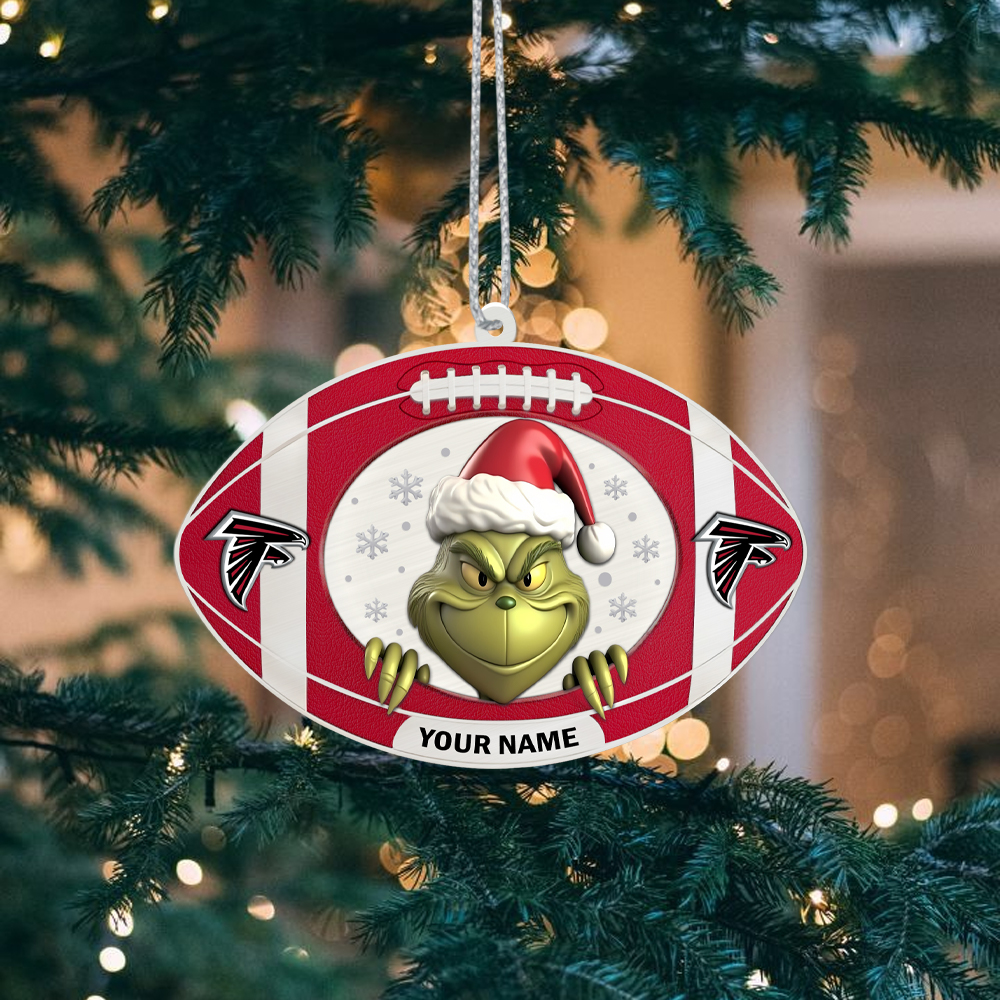 Sportswearmerch Atlanta Falcons NFL The Grinch x Christmas Acrylic Ornament Gift For Fan