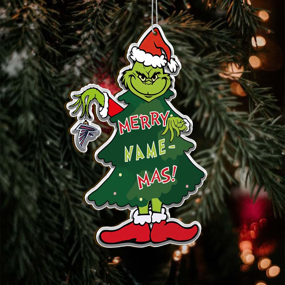 Sportswearmerch Atlanta Falcons NFL The Grinch x Christmas Acrylic Ornament Gift For Fan