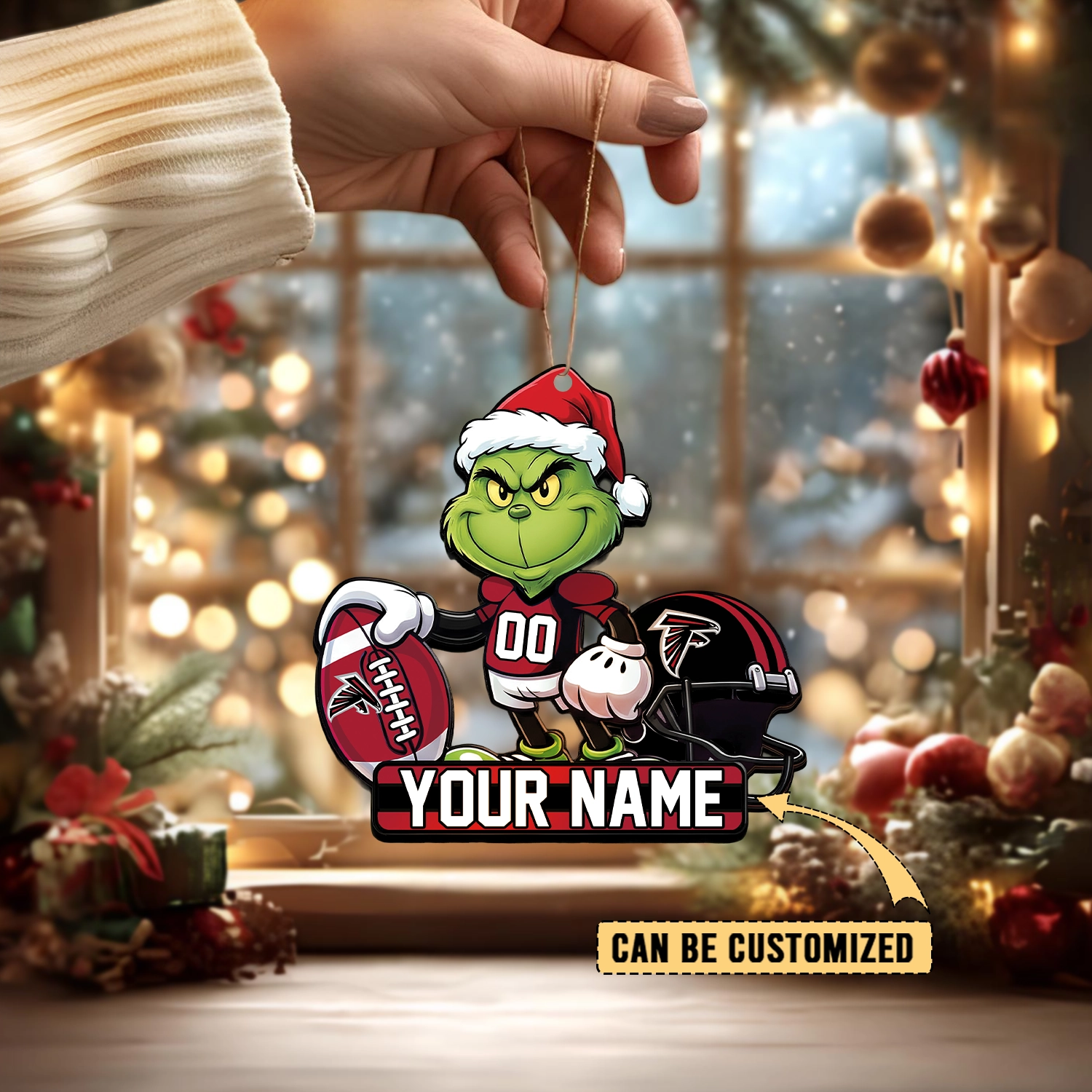 Sportswearmerch Atlanta Falcons NFL The Grinch x Christmas Acrylic Ornament Gift For Fan