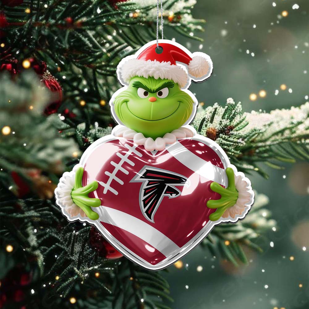 Sportswearmerch Atlanta Falcons NFL The Grinch x Christmas Acrylic Ornament Gift For Fan