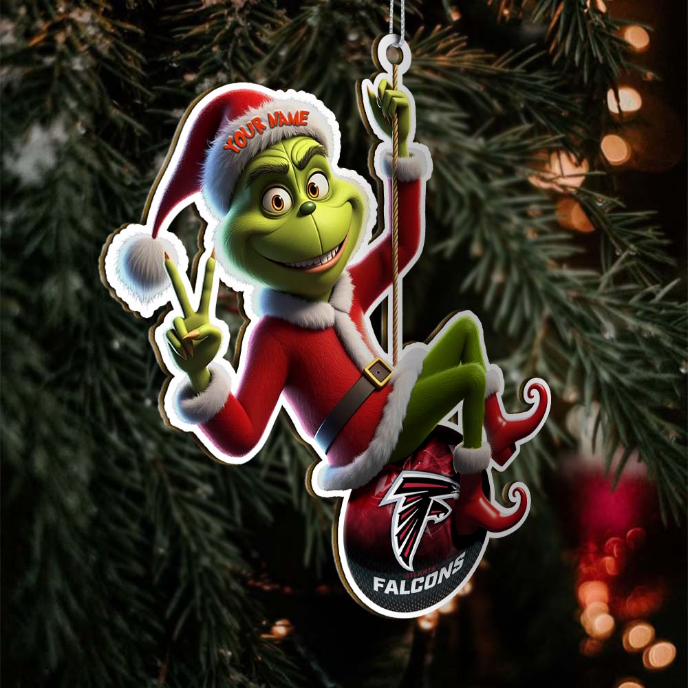 Sportswearmerch Atlanta Falcons NFL The Grinch x Christmas Acrylic Ornament Gift For Fan