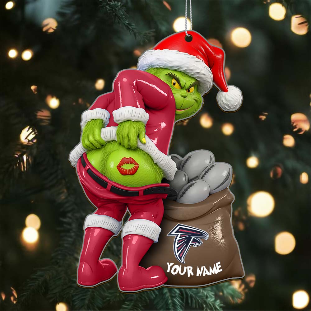 Sportswearmerch Atlanta Falcons NFL The Grinch x Christmas Acrylic Ornament Gift For Fan