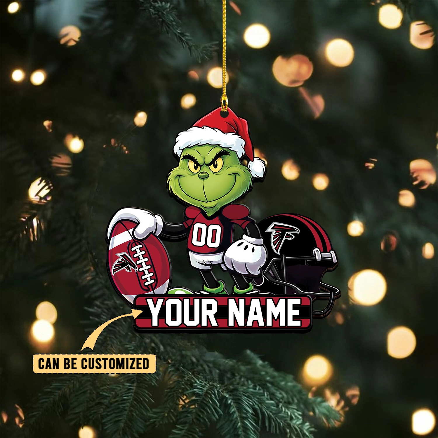 Sportswearmerch Atlanta Falcons NFL The Grinch x Christmas Acrylic Ornament Gift For Fan