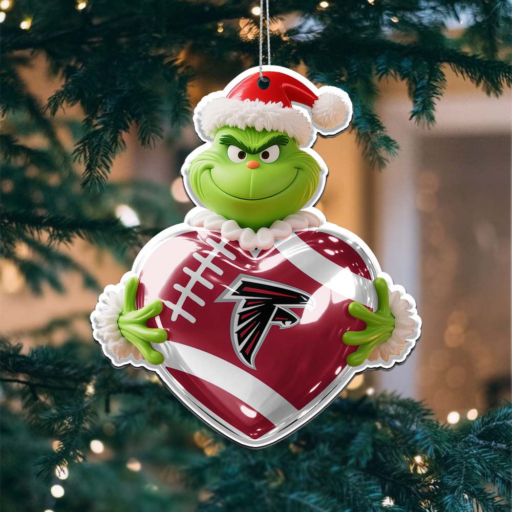 Sportswearmerch Atlanta Falcons NFL The Grinch x Christmas Acrylic Ornament Gift For Fan