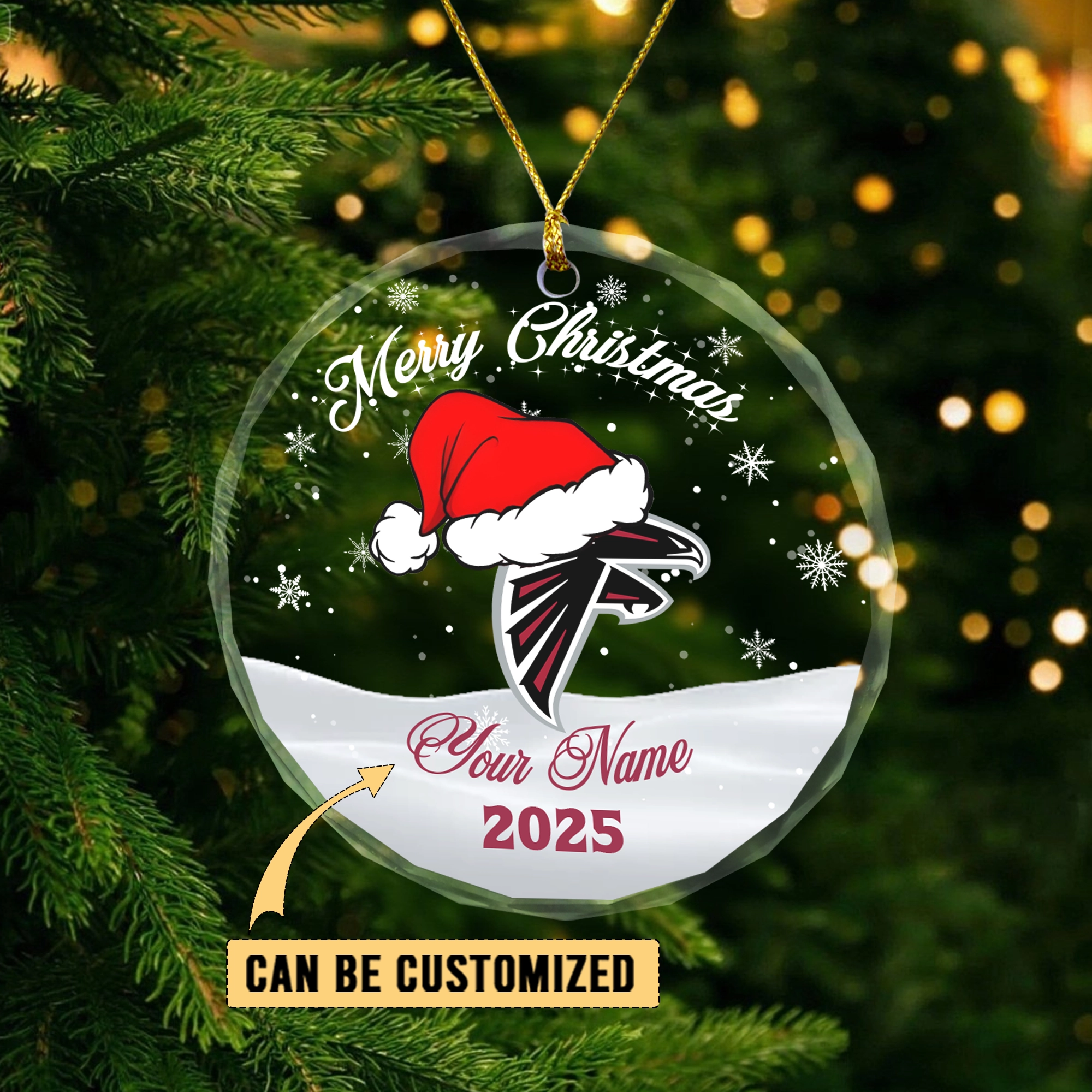 Sportswearmerch Atlanta Falcons NFL x Christmas Glass Ornament Gift For Fan