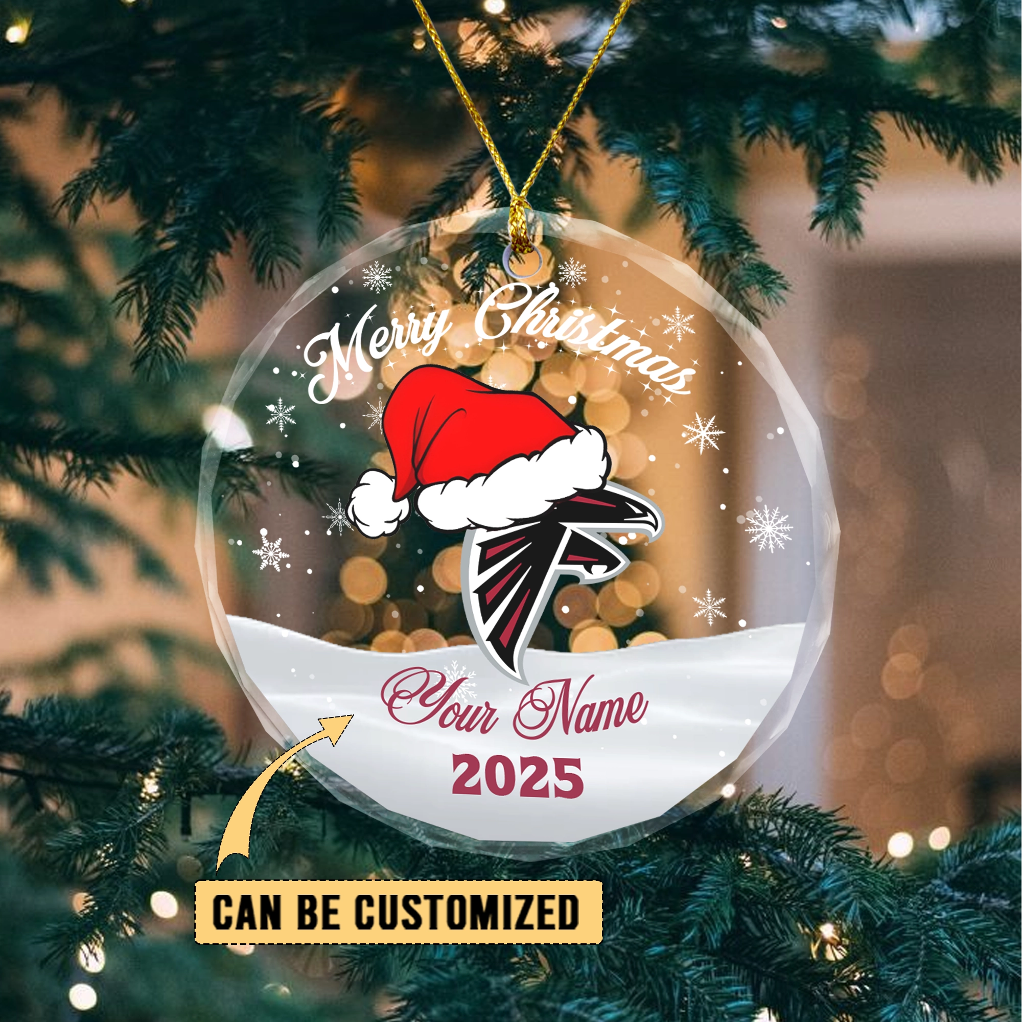 Sportswearmerch Atlanta Falcons NFL x Christmas Glass Ornament Gift For Fan