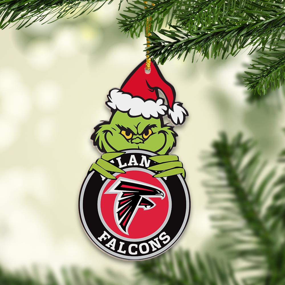 Sportswearmerch Atlanta Falcons NFL x Grinch Christmas Acrylic Ornament For Fans
