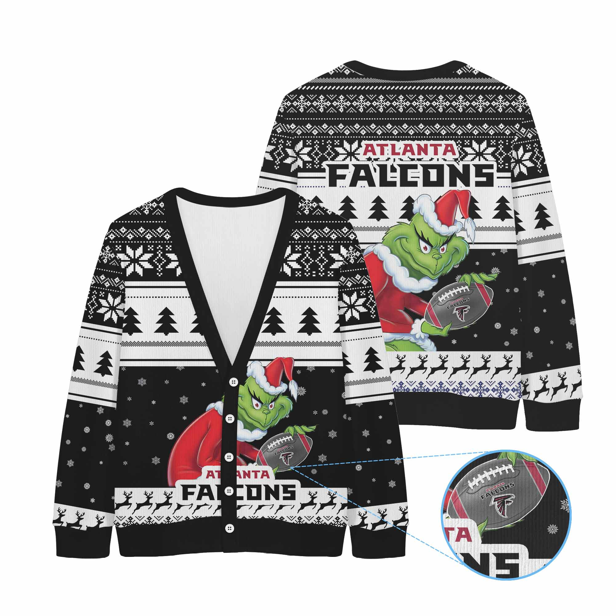 Sportswearmerch Atlanta Falcons NFL x Grinch Christmas Cardigan For Fan