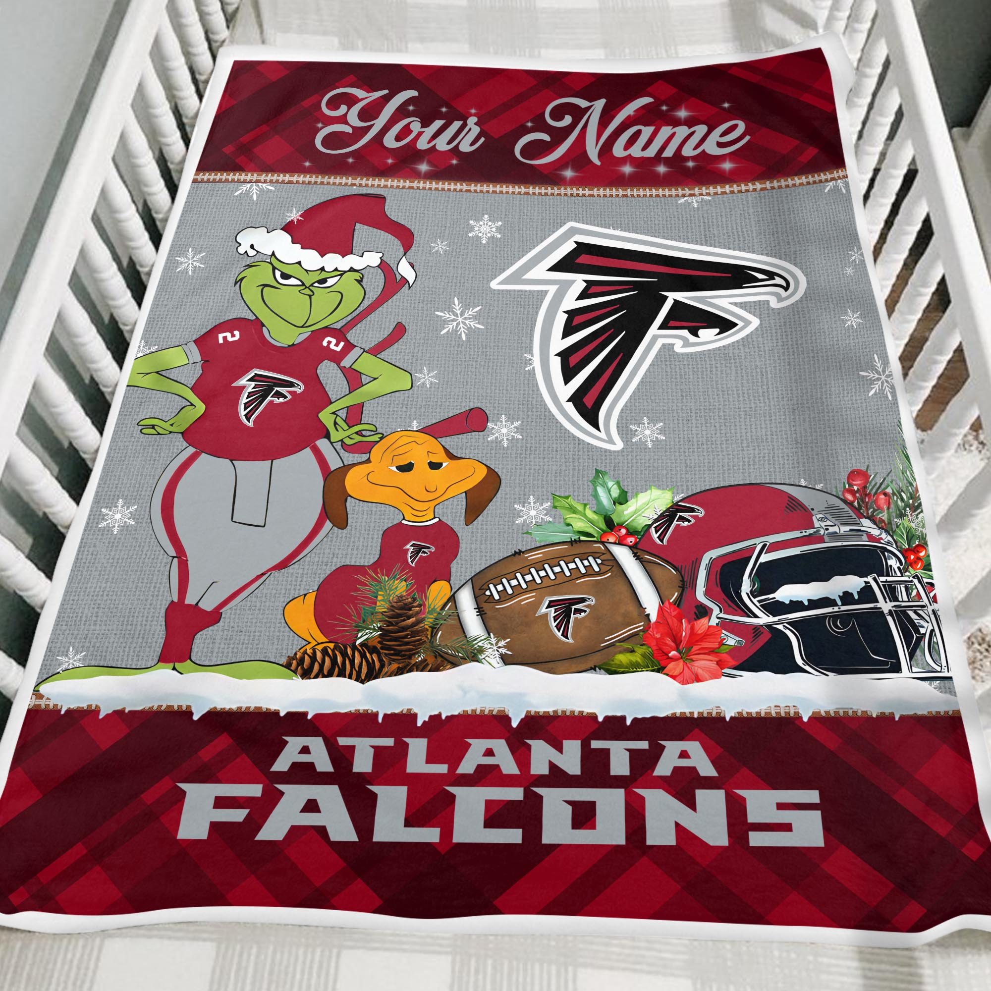 Sportswearmerch Atlanta Falcons NFL x Grinch Christmas Fleece Blanket For Fan