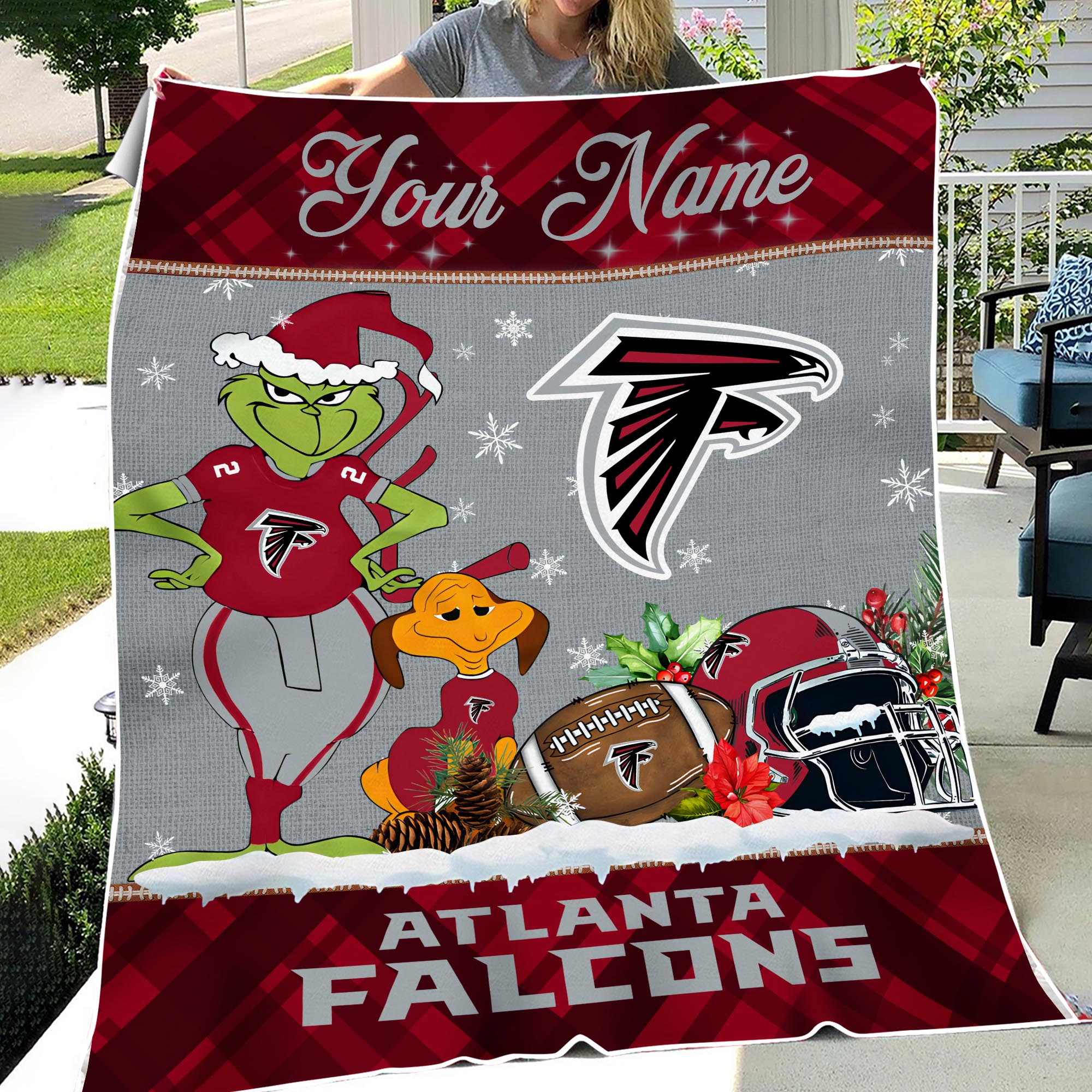 Sportswearmerch Atlanta Falcons NFL x Grinch Christmas Fleece Blanket For Fan