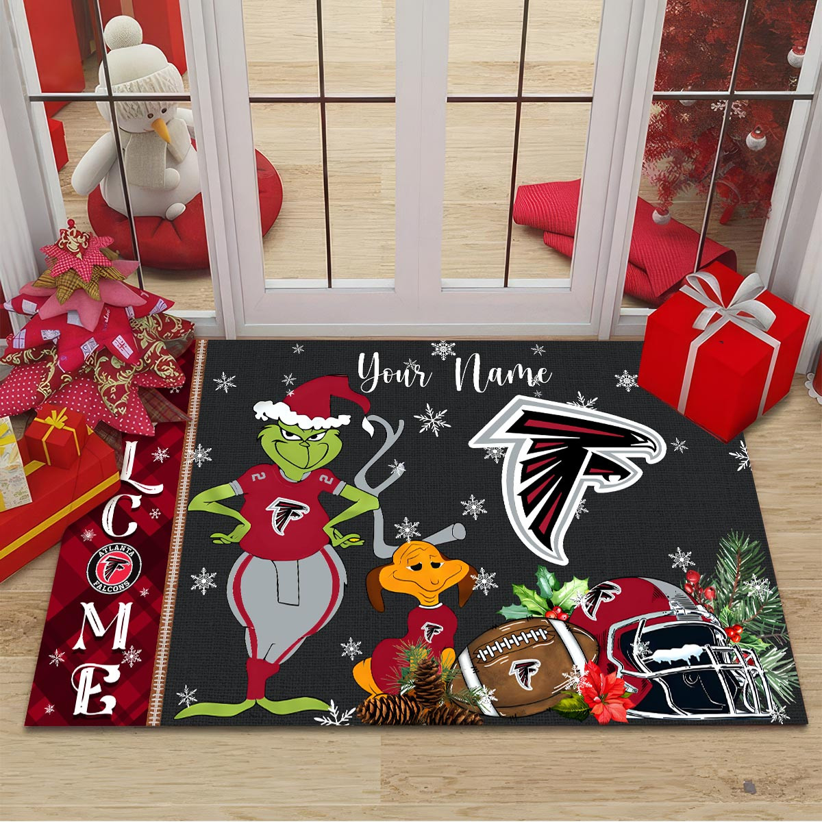 Sportswearmerch Atlanta Falcons NFL x Grinch Christmas Welcome Football Doormat For Fan