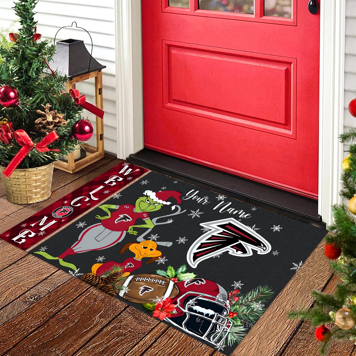 Sportswearmerch Atlanta Falcons NFL x Grinch Christmas Welcome Football Doormat For Fan