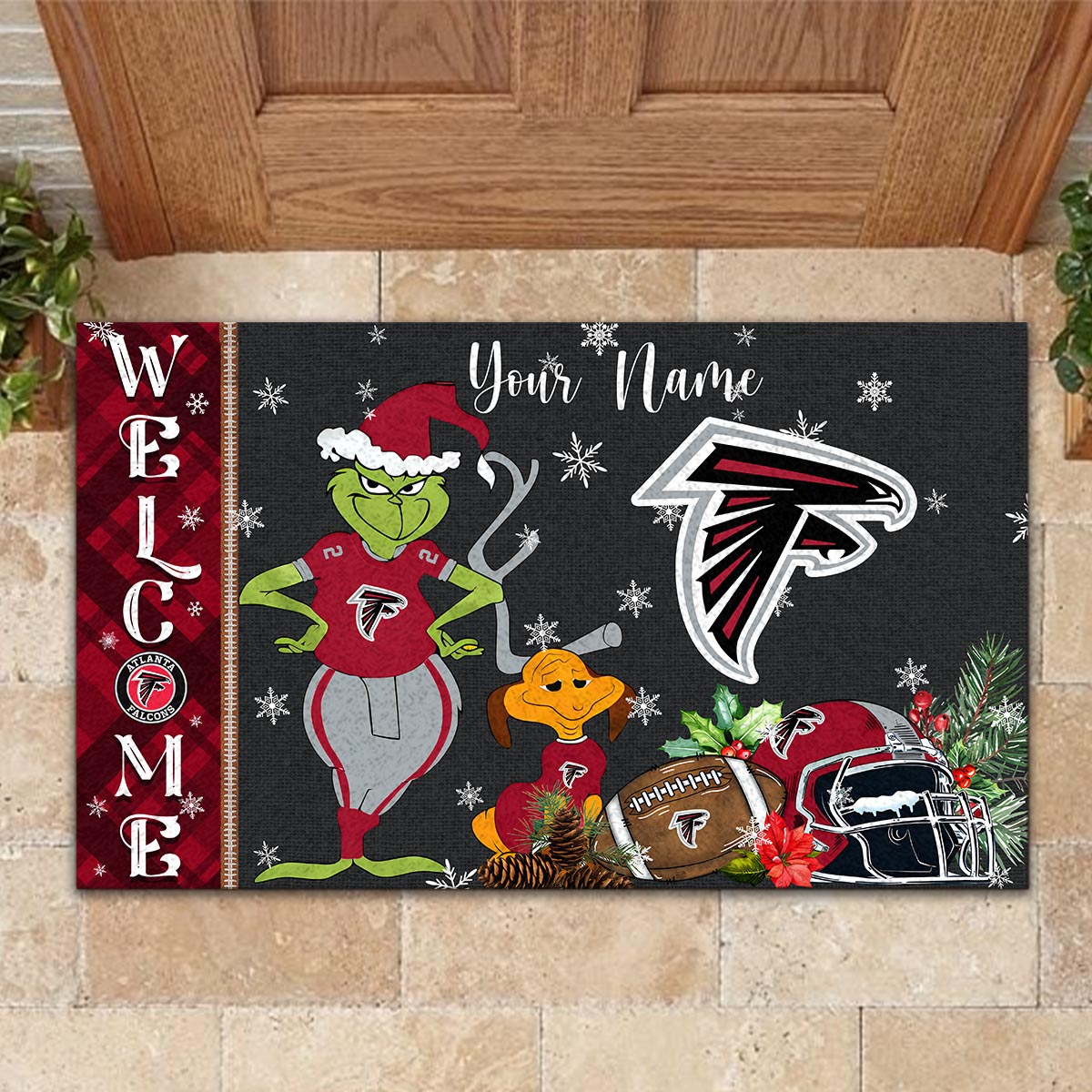 Sportswearmerch Atlanta Falcons NFL x Grinch Christmas Welcome Football Doormat For Fan
