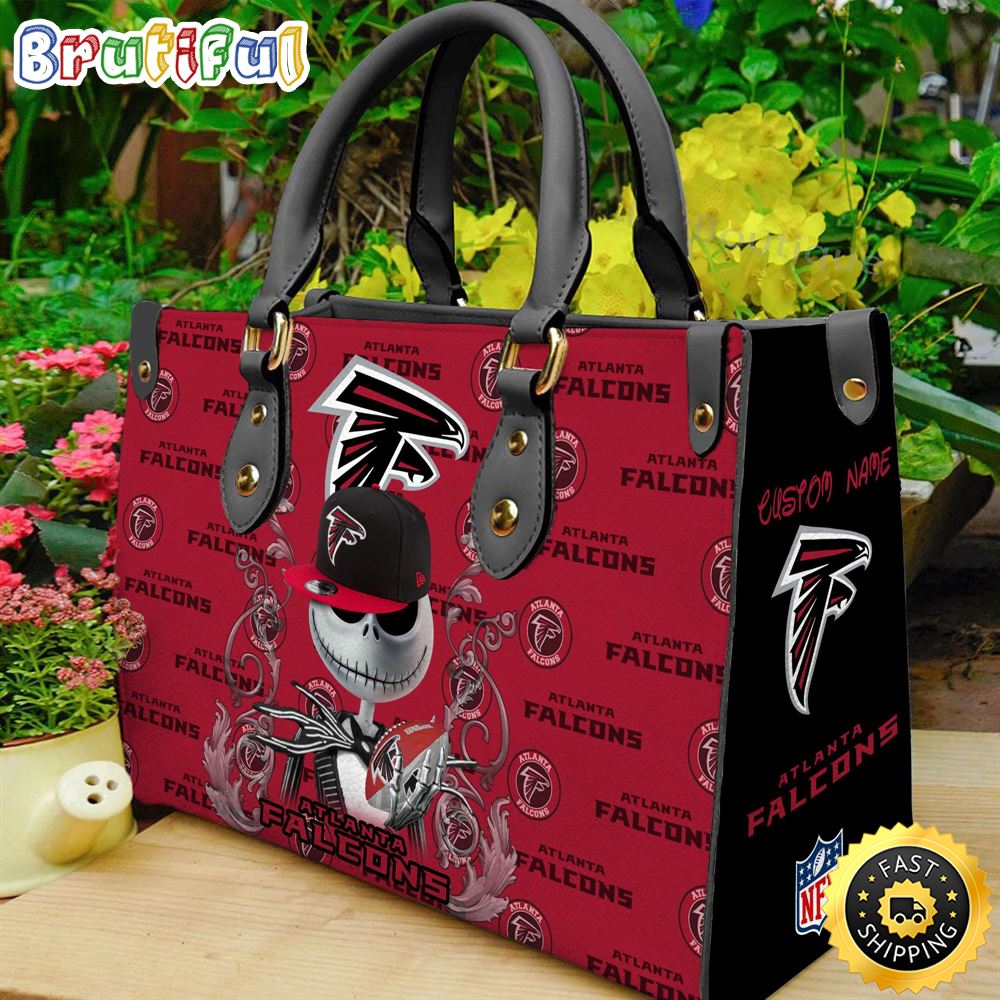 Sportswearmerch Atlanta Falcons NFL x Jack Skellington Women Leather Bag For Fan