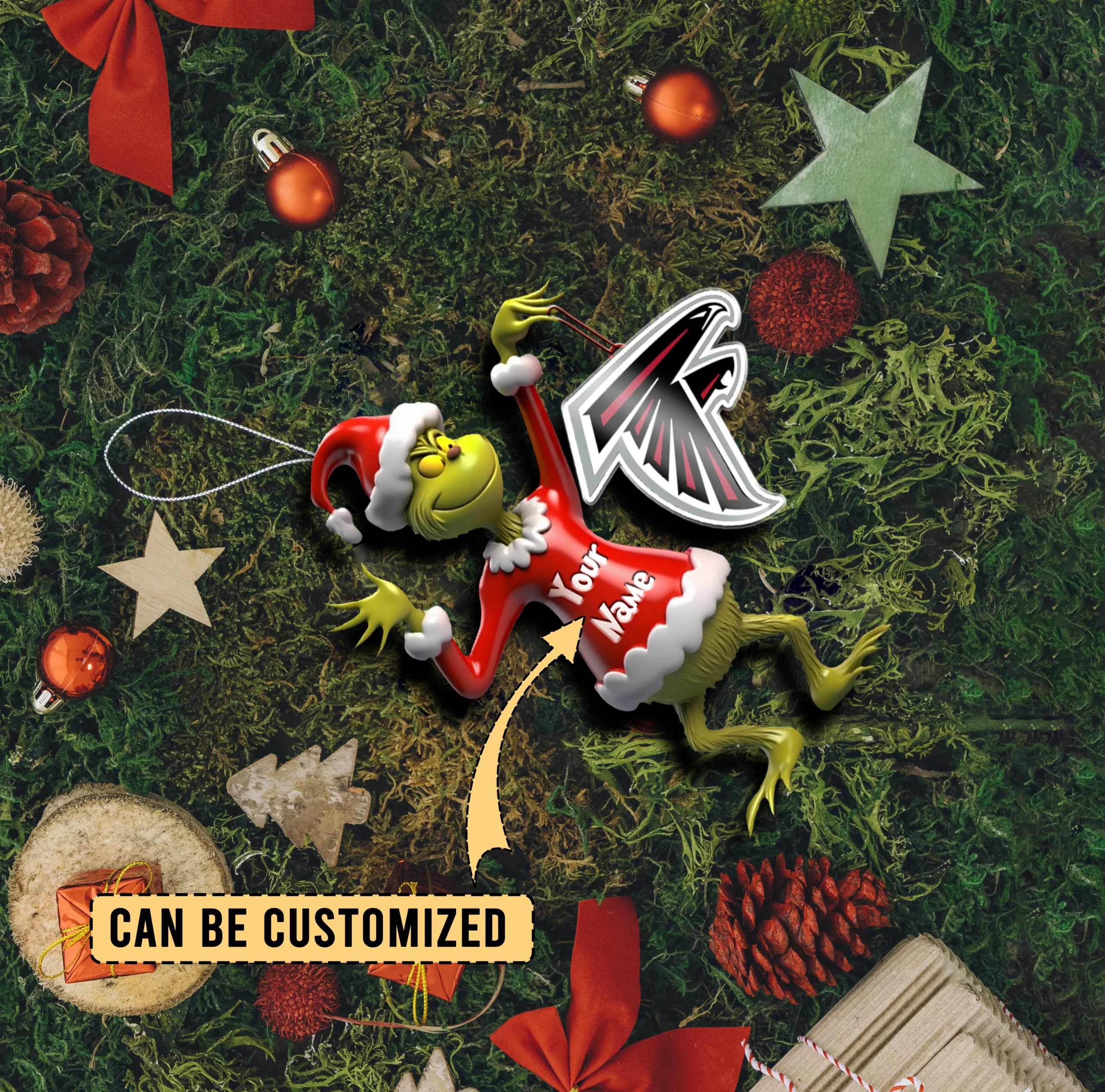Sportswearmerch Atlanta Falcons NFL x The Grinch Acrylic Ornament Gift For Fans