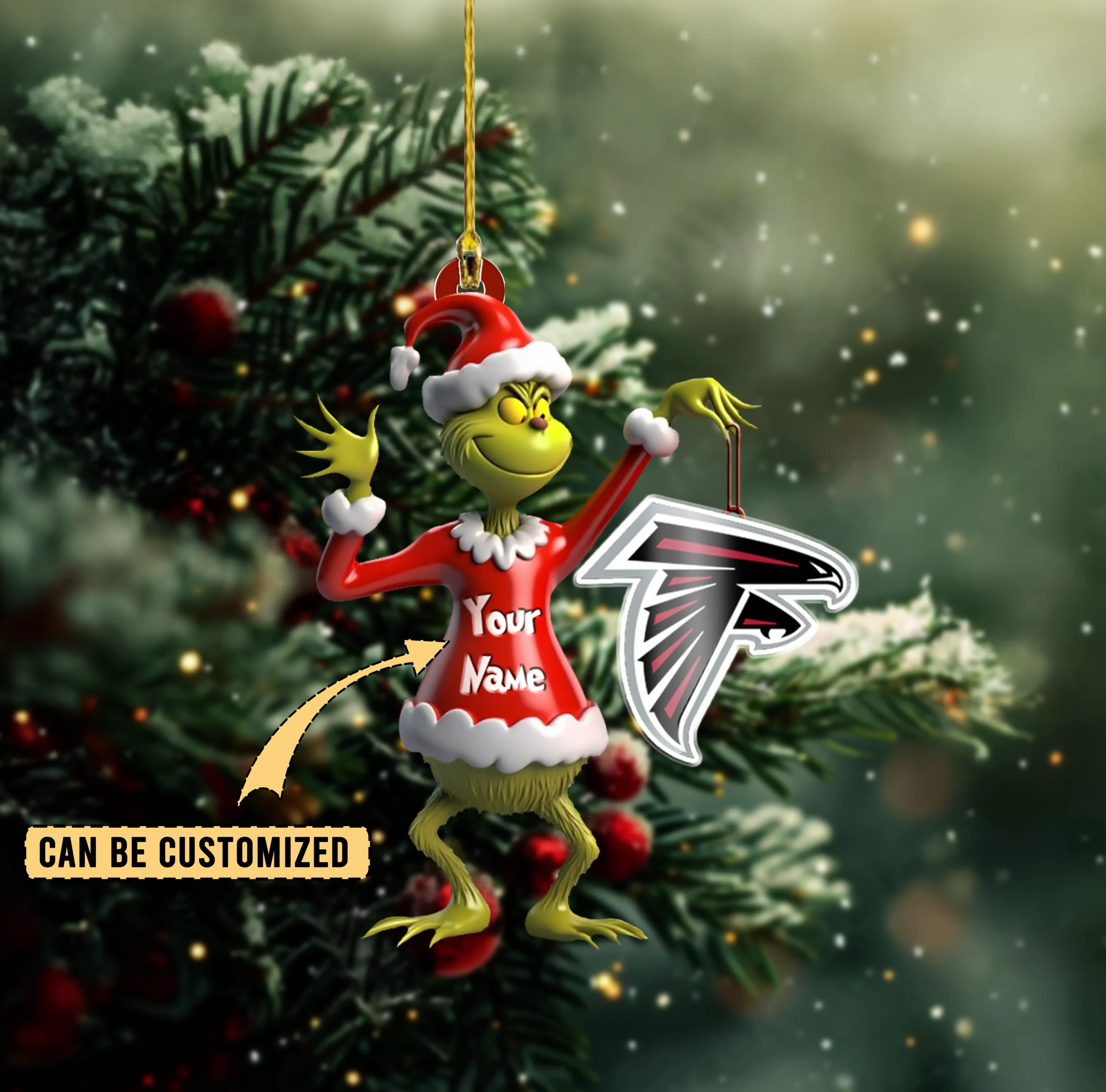 Sportswearmerch Atlanta Falcons NFL x The Grinch Acrylic Ornament Gift For Fans