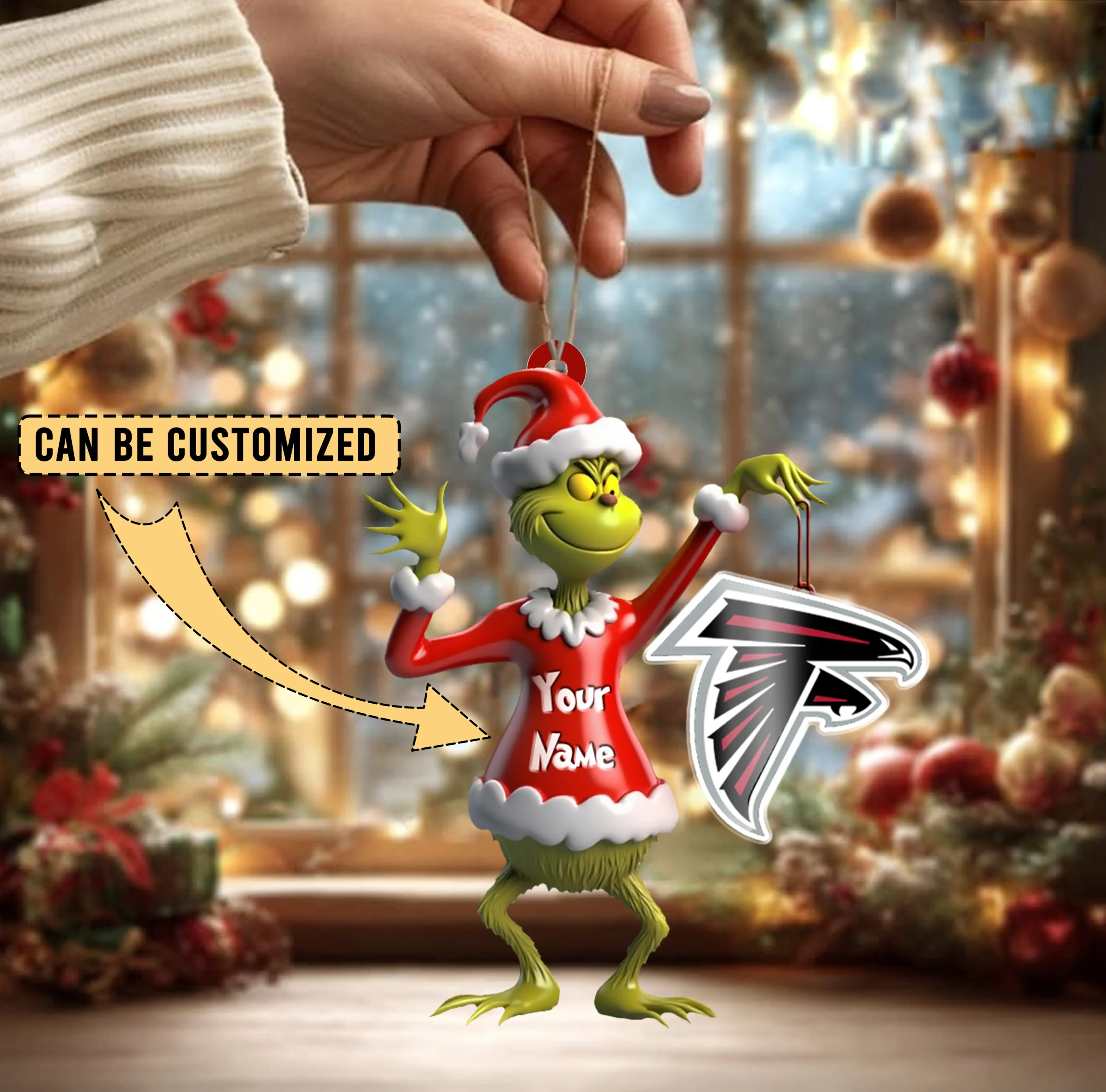 Sportswearmerch Atlanta Falcons NFL x The Grinch Acrylic Ornament Gift For Fans