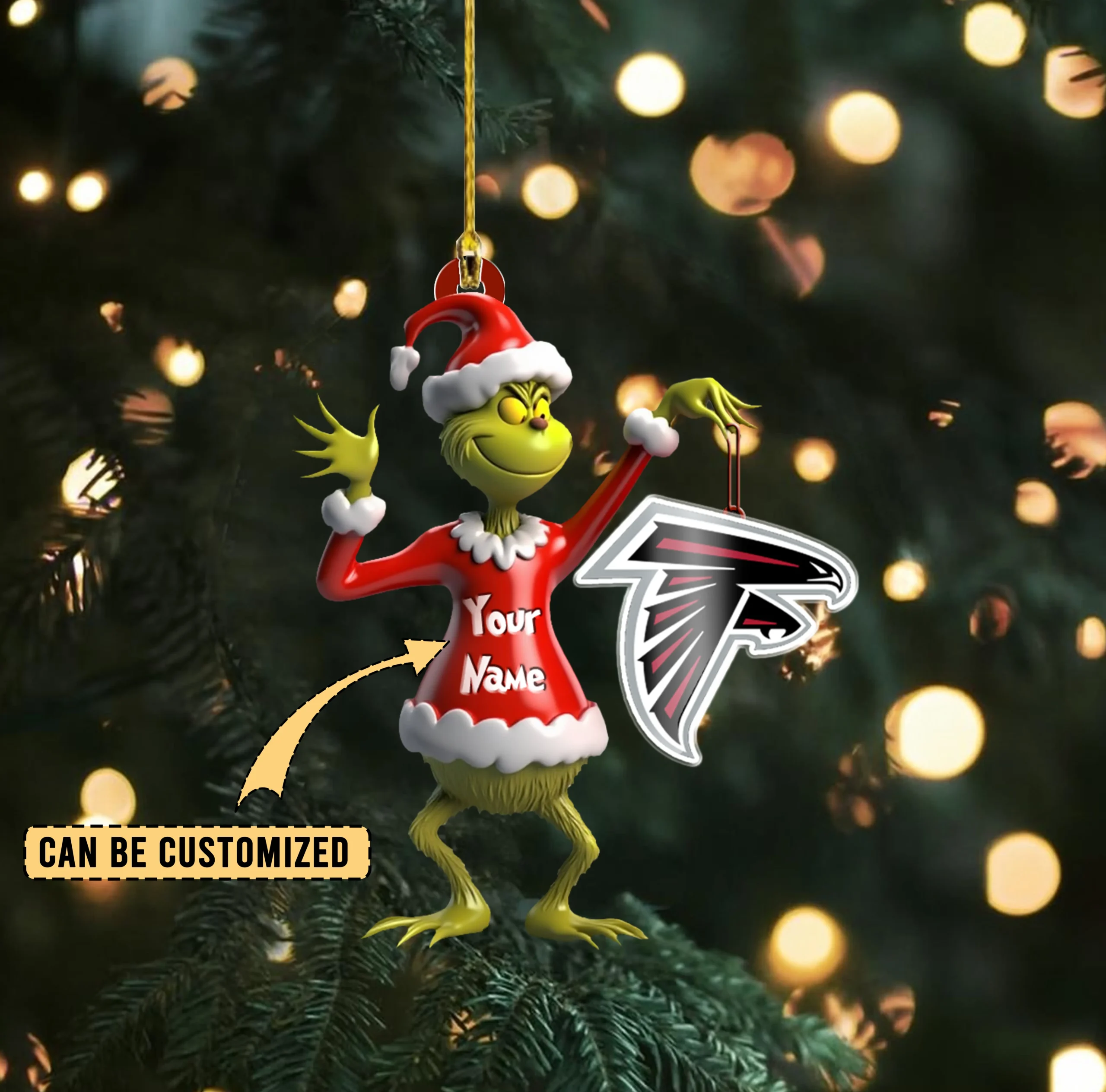 Sportswearmerch Atlanta Falcons NFL x The Grinch Acrylic Ornament Gift For Fans