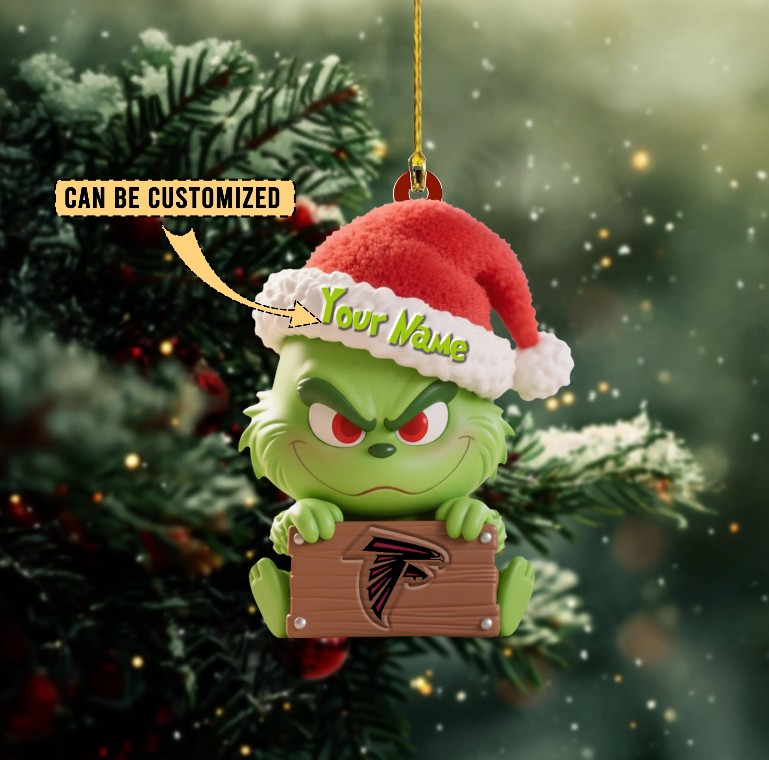 Sportswearmerch Atlanta Falcons NFL x The Grinch Acrylic Ornament Gift For Fans