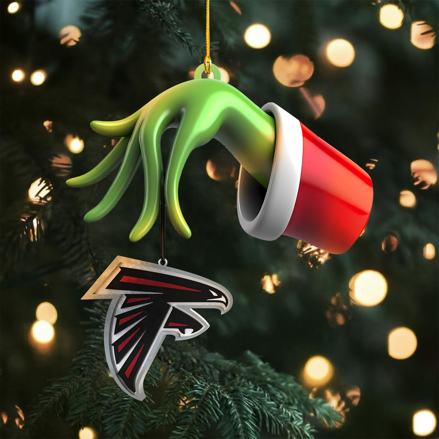 Sportswearmerch Atlanta Falcons NFL x The Grinch Christmas Acrylic Mix Wooden Ornament Gift For Fans