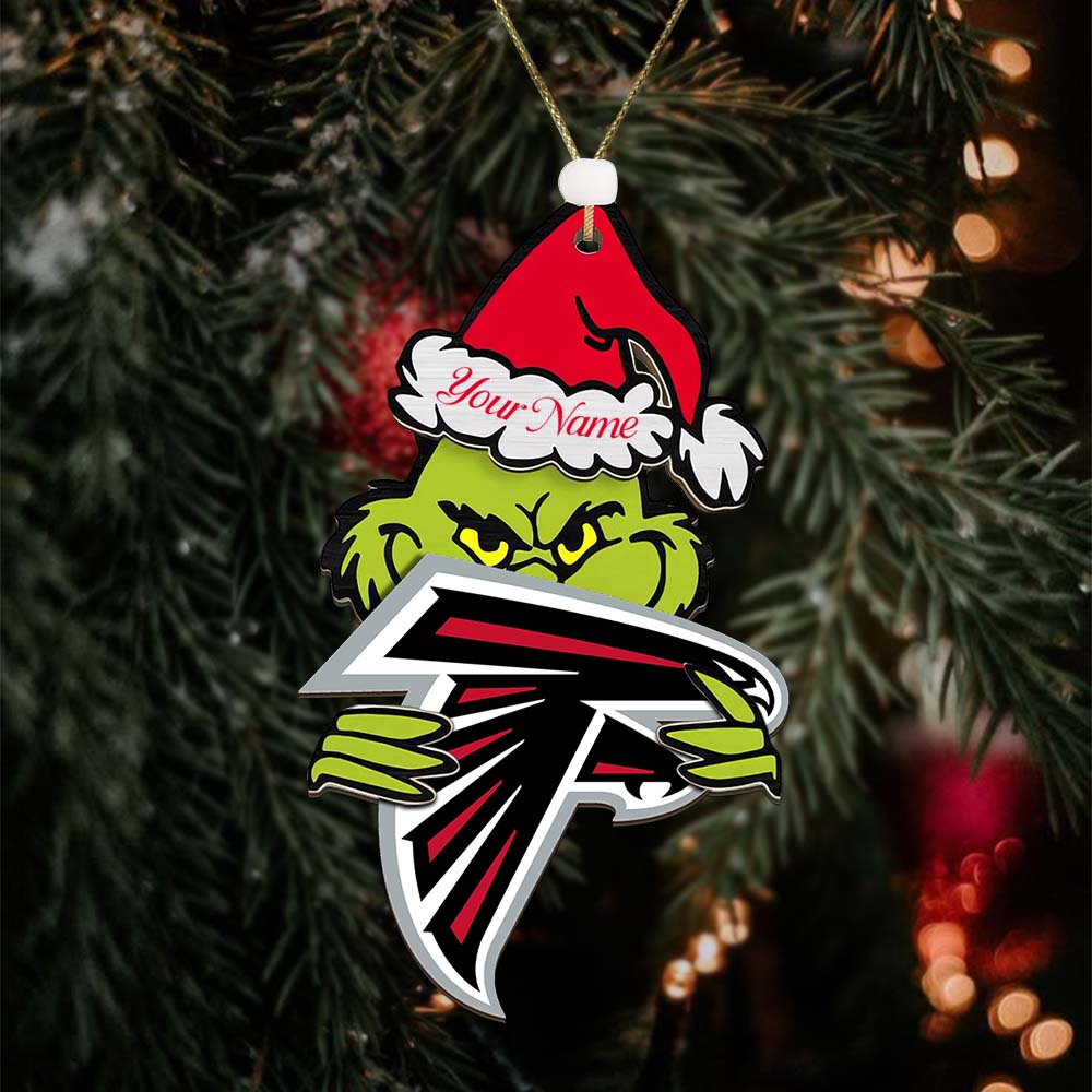 Sportswearmerch Atlanta Falcons NFL x The Grinch Christmas Acrylic Ornament Gift For Fans