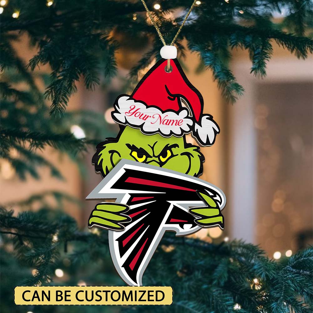 Sportswearmerch Atlanta Falcons NFL x The Grinch Christmas Acrylic Ornament Gift For Fans